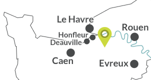 Carte de localisation de Beuzeville en Normandie